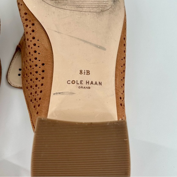 Cole haan womens flats size 8.5 tan suede laser cut dot pointy toe slip on mules - Picture 7 of 12